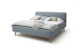 Polsterbett MEISE.MÖBEL "Mattis", blau (eisblau), B:201cm H:105cm L:218cm, Bezug Bett: Strukturstoff (100% Polyester), Betten, Polsterbett, Topseller, wahlweise mit Bettkasten
