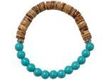 Armband FIRETTI "Schmuck Geschenk Armschmuck Armkette Edelstein Perlen", blau (türkis, braun, türkis, braun), Armbänder, Damen, 19,5cm, Materialmix, Armband, Made in Germany - mit Türkis-Imitat, Kokosnuss