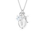 Collierkettchen ELLI "Kreuz Marienbild Solitär Zirkonia 925 Silber", silber, Halsketten, Damen, 45,mit Steinen, Silber 925 (Sterlingsilber), L: 45, Kreuzkette Silberkette Collier Halskette