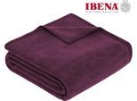 Wohndecke IBENA "Luxus", lila (violett), B:150cm L:200cm, Baumwolle, Kunstfaser, Wohndecken, Wohndecke, verschiedene Größen, uni, Kuscheldecke, Premium, made in Europe
