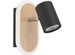 EGLO Deckenleuchte "Rimbocchi Wandleuchte, Metall und Holz-Optik, Spotbalken schwenkbar", schwarz, 1, H: 15cm, 1 Stk., Leuchten, Spot - L18 x B10 x H15 cm - schwarz, braun - 7W inkl., Deckenleuchte