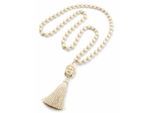 Lange Kette "Nepal", Damen, Gr. onesize, Glas, beige (elfenbein), COLLEZIONE ALESSANDRO, Basic, Halsketten, mit echten Glasperlen