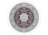 Teppich CARPETFINE "Nain Diane", rot, H:8mm Ø:120cm, Polyester, Polypropylen, Teppiche, Teppich, Kurzflorteppich, Orient Look