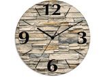 Wanduhr ARTLAND "Braune alte Ziegelmauer", beige (natur), B:30cm H:30cm T:1,8cm, Wanduhren, Wanduhr, wahlweise mit Quarz- oder Funkuhrwerk, lautlos ohne Tickgeräusche