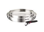 Pfannen-Set TEFAL "Ingenio Emotion", silber (edelstahl), Pfannen, Pfannen-Set, abnehmbarer Ingenio-Griff, stapelbar, unversiegelt, induktionsgeeignet
