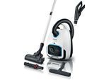 BOSCH Bodenstaubsauger "Serie 6 ProSilence BGL6TSIL, Hygiene-Filter, 10 Jahre Motorgarantie", schwarz-weiß (weiß, schwarz), B:30cm H:26,5cm T:45cm, Bodenstaubsauger, Leistungsregulierung am Handgriff, langes Kabel, extrem leise, weiß