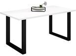 Esstisch MÄUSBACHER "Big System Metall", schwarz feinstruktur, weiß matt lack nb, schwarz feinstruktur, weiß matt lack nb, B:180cm H:78cm T:90cm, Tische, Esstisch, Metallgestell in U-Form