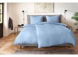 Bettwäsche PRIMERA "Soft-Seersucker-Bettwäsche Uni", blau, B/L: 135cm x 200cm, 1 Stk., 1 Stk., Soft-Seersucker, B/L: 80cm x 80cm, 2, Soft-Seersucker, Obermaterial: 100% Baumwolle, Bettwäsche, Bettwäsche