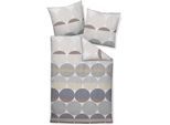 Bettwäsche JANINE "J. D.87104 06", grau (grau sand), B/L: 240cm x 220cm, 1 Stk., 2 Stk., Mako-Satin, B/L: 80cm x 80cm & 80cm x 80cm, Mako-Satin, Obermaterial: 100% Baumwolle, Bettwäsche, Bettwäsche, mit Reißverschluss
