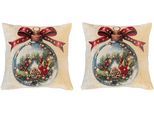 Dekokissen HOME WOHNIDEEN "CHRISTMAS BALL", bunt, B:45cm L:45cm, Baumwolle, Polyester, Dekokissen_Sitzkissen_Kissenhüllen, Dekokissen, ohne Füllung, Gobelin, SET