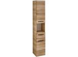 Hochschrank SAPHIR "Quickset 318, mit 2 Türen, 1 Auszug, 1 Fach, 30cm breit", braun (riviera eiche quer nachbildung), B:30cm H:168cm T:33cm, Holzwerkstoff, Schränke, Hochschrank