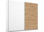 Schwebetürenschrank RAUCH "AURELIO Kleiderschrank Garderobe", weiß (alpinweiß, eiche artisan), B:218cm H:210cm T:59cm, Holzwerkstoff, Schränke, Schwebetürenschrank, 3 verschiedene Ausstattungsvarianten Griffe aus Metall MADE IN GERMANY