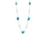 Kette mit Anhänger ADELIA´S "Damen Edelstahl Halskette mit Anhänger mit Perle unbekannt cm", blau (blau, perle), Halsketten, Damen, unbekannt, Edelstahl