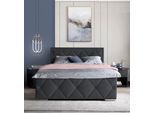 Boxbett HOME AFFAIRE "Alfie, inkl. Bettkasten&Topper", schwarz, L:211cm, Holzwerkstoff, Spanplatte, Komplettbetten, Boxbett, Wahlweise mit Knopfsteppung oder Strasssteinen, H2, H3 und H4 wählbar