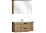 Badmöbel-Set SAPHIR "Quickset 318, mit Türdämpfer", riviera eiche quer nachbildung, B:112cm H:200cm T:48cm, Holzwerkstoff, Kastenmöbel-Sets, Badmöbel-Set, Badezimmer- Set mit Glaswaschtisch und Spiegelschrank