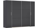 Schwebetürenschrank RAUCH "Kleiderschrank Drehtürenschrank Schrank Garderobe KRONACH", grau (graumetallic, griffleisten alu), B:268cm H:210cm T:59cm, Holzwerkstoff, Schränke, Schwebetürenschrank, mit Dreh- und Schwebetüren und vielen Einlegeböden MADE IN GERMANY