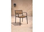 Gartenstuhl VENTURE HOME "Paola, gepolsterter Outdoor-Sitz für entspannte Outdoor-Momente", braun (natur, schwarz, braun), B:56cm H:78cm T:57cm, Geflecht Rattan, Polyester, Stahl, Stühle, Gartenstuhl, Outdoorstuhl, Terrassenstuhl mit ausziehbar, komfortabel