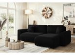 Ecksofa HOME AFFAIRE "VasbySuyal Schlafsofa 235cm L-Form mit Recamiere beidseitig montierbar", schwarz, B:235cm H:80cm T:138cm, 100% Polyester, Sofas, Ecksofa, Designsofa mit Bettfunktion und Bettkasten, Maße B/T/H: 235/138/80 cm