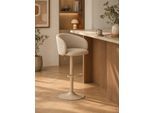 Barhocker ACTONA GROUP "Eleanor 2er Set, gepolstert - drehbar & höhenverstellbar, moderne", beige, B:42cm H:110cm T:56cm, 100% Polyester, Hocker, Barhocker, Bequemer Barstuhl mit Fußstütze und Drehfunktion im Scandi Stil