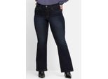 Bootcut-Jeans SHEEGO, Damen, Gr. 24, Kurzgrößen, blau (dunkelblau denim), 98% Baumwolle, 2% Elasthan, unifarben, lang, Jeans