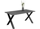 Esstisch MÄUSBACHER "Big System Metall", schwarz feinstruktur, graphit, schwarz feinstruktur, graphit, B:180cm H:78cm T:90cm, Tische, Esstisch, Metallgestell in X Form