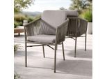 Gartensessel DESTINY "LUCCA", grau (taupe), B:55cm H:77cm T:62cm, Bezug: 100% Polyester, Sessel, Gartensessel, Aluminium, Olefin-Rope, inkl. Auflagen, stapelbar