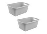 Wäschewanne KEEEPER "aenna, 2er Set, 65 x 44 x 28 cm, 52 l", nordic grau, B:44cm H:28cm T:65cm, Kunststoff, Wäschesammler, Wäschewanne, praktische Griffe, platzsparend ineinander nestbar