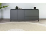 Sideboard BORCHARDT MÖBEL "Sophia, Grifflos mit schwarzen Metallfüßen", schwarz (schwarz matt), B:152cm H:62cm T:35cm, Spanplatte, Sideboards, Sideboard, 152 oder 190cm, viel Stauraum, grifflos, praktisch, mehrere Größen