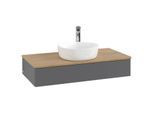 Villeroy und Boch Antao Waschtisch-Unterschrank L09151GK mit Beleuchtung mit Struktur, 100x19x50cm, Waschbeckenplattenfarbe honey oak, anthracite matt lacquer