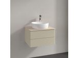 Villeroy und Boch Antao Waschtisch-Unterschrank K18153HJ 60x36x50cm, Hahnloch, Waschbeckenplattenfarbe botticino, silk grey matt lacquer