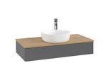 Villeroy und Boch Antao Waschtisch-Unterschrank L09051GK mit Beleuchtung, 100x19x50cm, Waschbeckenplattenfarbe honey oak, anthracite matt lacquer