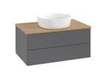 Villeroy und Boch Antao Waschtisch-Unterschrank L19011GK mit Beleuchtung, 80x36x50cm, Waschbeckenplattenfarbe honey oak, anthracite matt lacquer