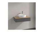 Villeroy und Boch Antao Waschtisch-Unterschrank L08051GK mit Beleuchtung, 1 Auszug, 800 x 190 x 500 mm, Front ohne Struktur, Anthracite Matt Lacquer / Honey Oak