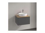 Villeroy und Boch Antao Waschtisch-Unterschrank L29111GK mit Beleuchtung, 1 Auszug, 600 x 360 x 500 mm, Front mit Struktur, Anthracite Matt Lacquer / Honey Oak