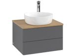 Villeroy und Boch Antao Waschtisch-Unterschrank K18151GK 60x36x50cm, Hahnloch, Waschbeckenplattenfarbe honey oak, anthracite matt lacquer