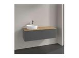 Villeroy und Boch Antao Waschtisch-Unterschrank L33051GK mit Beleuchtung, 1 Auszug, 1200 x 360 x 500 mm, Front ohne Struktur, Anthracite Matt Lacquer / Honey Oak