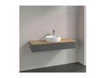 Villeroy und Boch Antao Waschtisch-Unterschrank L10011GK mit Beleuchtung, 1 Auszug, 1200 x 190 x 500 mm, Front ohne Struktur, Anthracite Matt Lacquer / Honey Oak