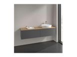 Villeroy und Boch Antao Waschtisch-Unterschrank L38111GK mit Beleuchtung, 2 Auszüge, 1600 x 360 x 500 mm, Front mit Struktur, Anthracite Matt Lacquer / Honey Oak