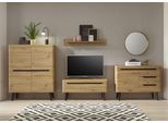 Wohnwand HOME AFFAIRE "Torge, Anbauwand, Schrankwand, Mediawand, Wohnzimmer-Set", eiche, B:361cm H:170cm T:40cm, Holzwerkstoff, Kastenmöbel-Sets, Wohnwand