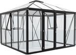 Gewächshaus VITAVIA "Minos ESG/HKP, schwarz", schwarz, B:317cm H:264,5cm T:321,5cm, Gewächshäuser, Gewächshaus, mit Pavillondach, Wand 3 mm Glas, Dach 10 mm Hohlkammerplatten