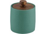 Wattepadspender KLEINE WOLKE "Harper", petrol, Bambus, Polyresin (Kunststein), Dosierspender, Wattepadspender