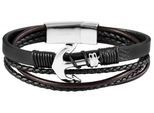 Edelstahlarmband ADELIA´S "Unisex Armband aus Edelstahl" Gr. 22,5, schwarz (braun schwarz silber), Armbänder, Herren, 22,5, Edelstahl, Edelstahlarmband