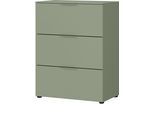 Kommode GERMANIA "Savoca", taupegrün, B:68cm H:98cm T:40cm, Holzwerkstoff, Sideboards, Kommode