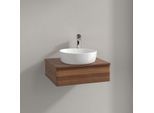Villeroy und Boch Antao Waschtisch-Unterschrank K07052HM 60x19x50cm, Hahnloch, Waschbeckenplattenfarbe warm walnut, warm walnut
