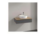 Villeroy und Boch Antao Waschtisch-Unterschrank L08111GK mit Beleuchtung, 1 Auszug, 800 x 190 x 500 mm, Front mit Struktur, Anthracite Matt Lacquer / Honey Oak