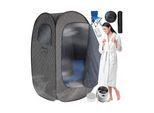 tectake® Mobile Dampfsauna, 2 l Dampfgenerator mit 1000 W, faltbar, 2 Aufbewahrungsfächer, inkl. Fernbedienung, Matte, Klappstuhl und Tragetaschen
