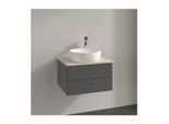 Villeroy und Boch Antao Waschtisch-Unterschrank K18153GK 60x36x50cm, Hahnloch, Waschbeckenplattenfarbe botticino, anthracite matt lacquer