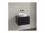 Villeroy und Boch Antao Waschtisch-Unterschrank K18050PD 60x36x50cm, Hahnloch, Waschbeckenplattenfarbe Lack, black matt lacquer