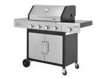 Gasgrill HANSEATIC "Rockford, 4 Brenner + Seitenbrenner 14,5 kw Gesamt", silber (schwarz, silber), B:133cm H:112cm T:59cm, Grills, Gasgrill, inkl. 3 Jahre Herstellergarantie