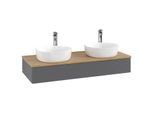 Villeroy und Boch Antao Waschtisch-Unterschrank L13151GK mit Beleuchtung mit Struktur, 120x19x50cm, Hahnloch, Waschbeckenplattenfarbe honey oak, anthracite matt lacquer